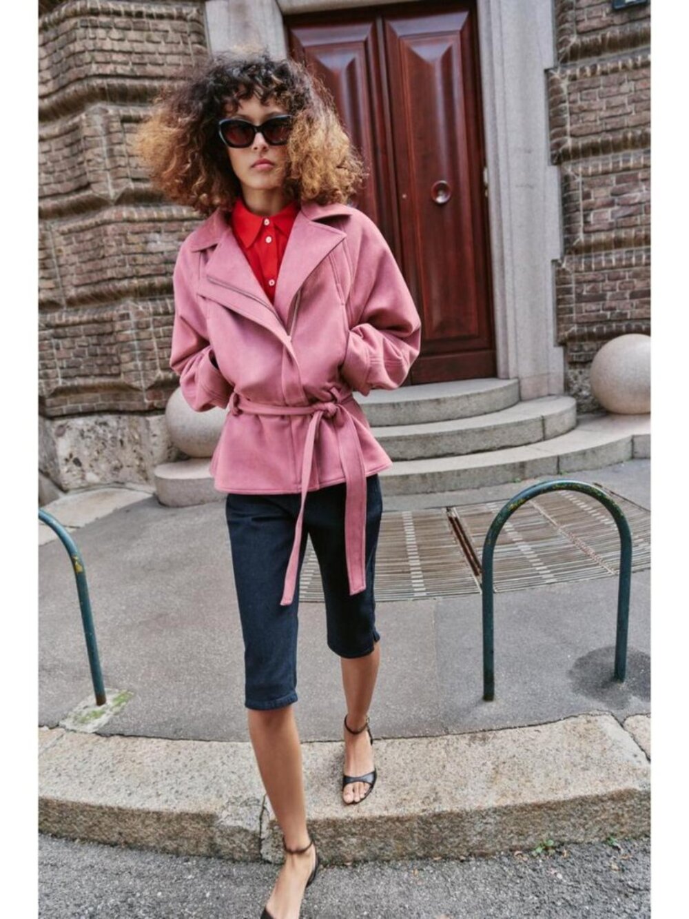 ZARA FAUX SUEDE BELTED JACKET - Picture 2 of 10